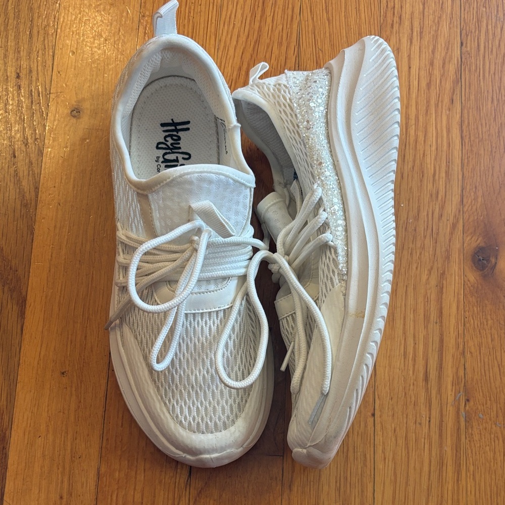 Hey Girl by Corky’s White Glitter Sneakers Lightweight Fairycore Size 7
